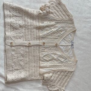 Elegant Cable Knit Cardigan Sweater in Cream